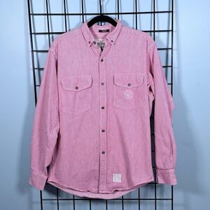 Vintage Calvin Klein Sport Denim Striped LS Shirt‎ Mens S Red Made in USA 80s